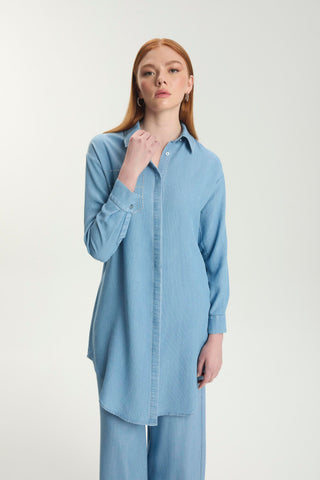 Stone Embellished Denim Blue Tunic 1550
