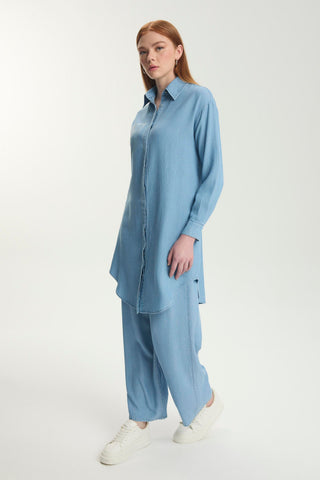 Stone Embellished Denim Blue Tunic 1550