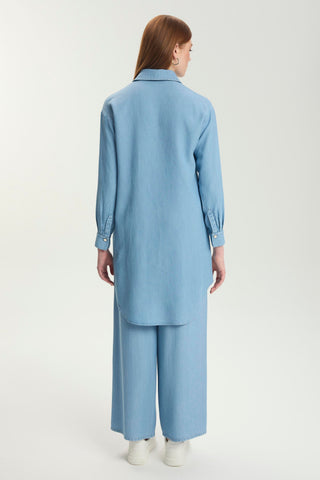 Stone Embellished Denim Blue Tunic 1550