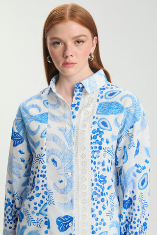 Patterned Striped Detail Blue Tunic 1570