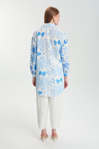 Patterned Striped Detail Blue Tunic 1570
