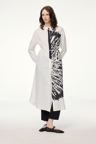Long Ecru Tunic with Mandarin Collar Pattern 1584