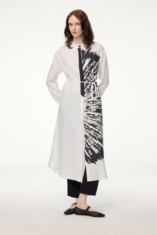 Hakim Yaka Desenli Uzun Ekru Tunik 1584