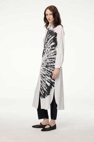 Long Ecru Tunic with Mandarin Collar Pattern 1584