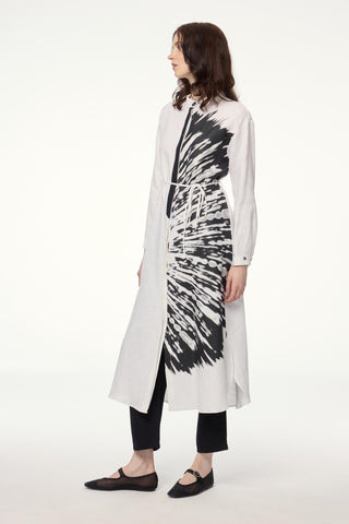 Long Ecru Tunic with Mandarin Collar Pattern 1584