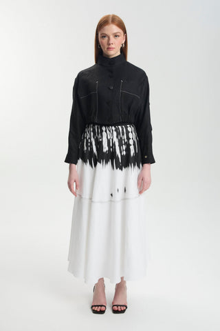 Patterned Skirt and Jacket Two-Piece Set in Ecru 1595