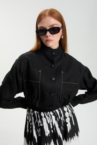 Patterned Skirt and Jacket Two-Piece Set in Ecru 1595
