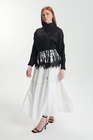 Patterned Skirt and Jacket Two-Piece Set in Ecru 1595