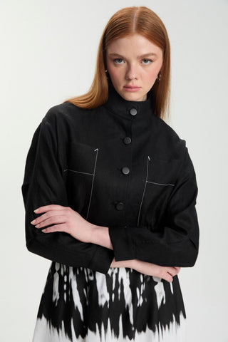 Patterned Skirt and Jacket Two-Piece Set in Ecru 1595