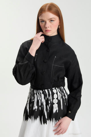 Patterned Skirt and Jacket Two-Piece Set in Ecru 1595