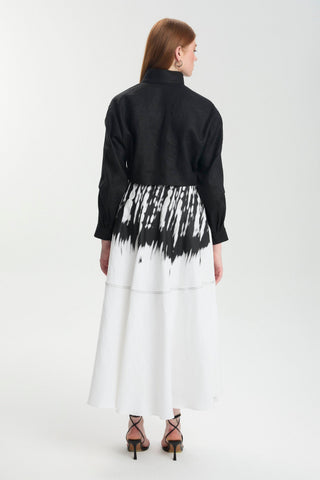 Patterned Skirt and Jacket Two-Piece Set in Ecru 1595