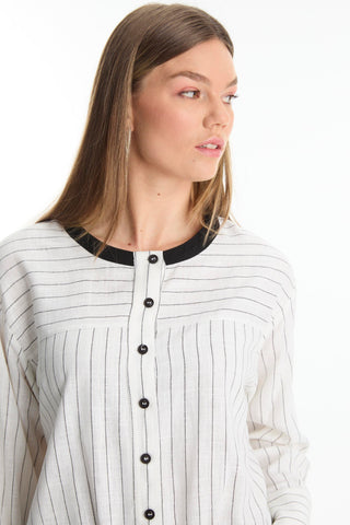 Striped Two-Piece Set (Ecru/Black) 1600