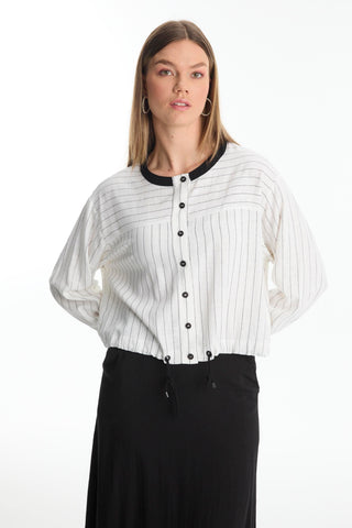 Striped Two-Piece Set (Ecru/Black) 1600