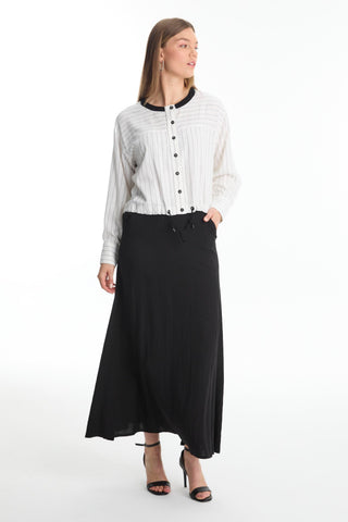 Striped Two-Piece Set (Ecru/Black) 1600