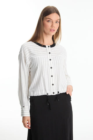 Striped Two-Piece Set (Ecru/Black) 1600