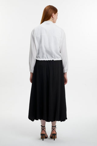 Pocket Detail Balloon Skirt and Jacket Two-Piece Set in Ecru/Black 1616