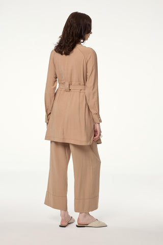 Belted Pocket Detail Two-Piece Latte Set 1629