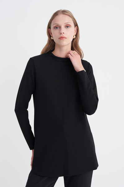 Dik Yaka Fitilli Siyah Tunik 0014