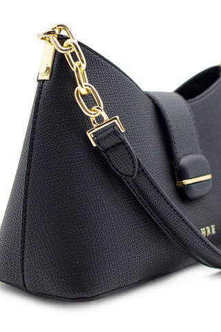 Chain Strap Detail Flap Black Bag 0057