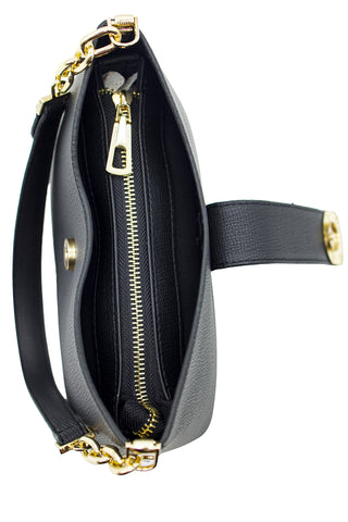 Chain Strap Detail Flap Black Bag 0057