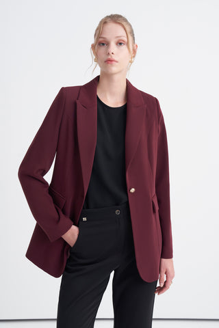 Kruvaze Yaka Tek Düğmeli Blazer Astarlı