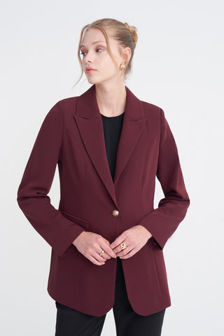 Kruvaze Yaka Tek Düğmeli Blazer Astarlı
