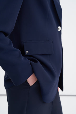 Kruvaze Yaka Tek Düğmeli Blazer Astarlı