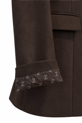 Kapaklı Cepli Tek Düğmeli Süet Blazer