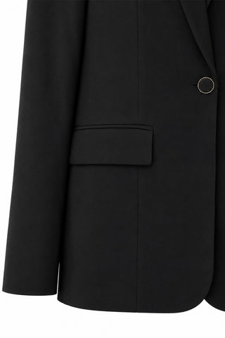 Kapaklı Cepli Tek Düğmeli Süet Blazer