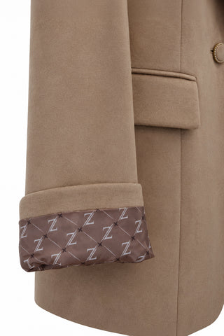 Kapaklı Cepli Tek Düğmeli Süet Blazer
