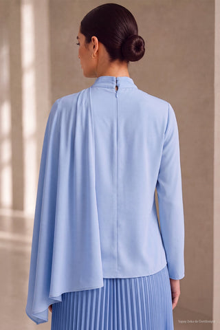 Şal Detaylı Mavi Bluz 0146