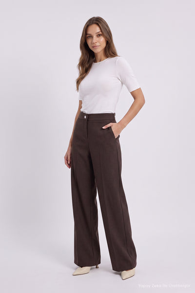 P-0287 SOLEN PANTOLON SML Kahve Pantolon 0287
