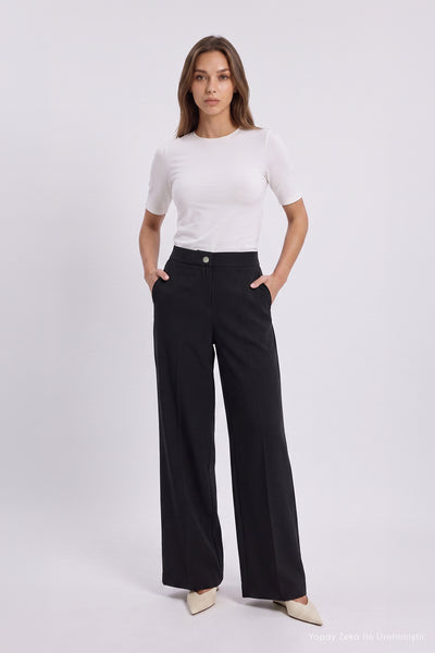 P-0287 SOLEN PANTOLON SML Siyah Pantolon 0287