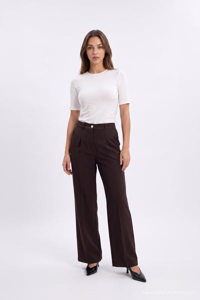 P-0288 SOLEN PANTOLON 38-44 Kahve Pantolon 0288