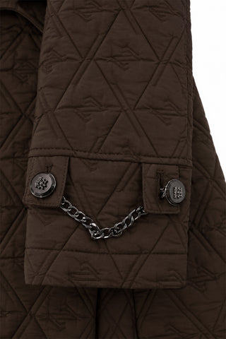 Kapitone Kürk Yakalı Kuşaklı Kahve Trençkot 13560