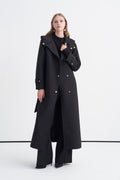 Kapüşonlu Kuşaklı Uzun Siyah Zühre Boy 13976