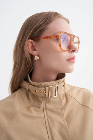 Oversize Dik Yaka Bomber Camel Trençkot 14271