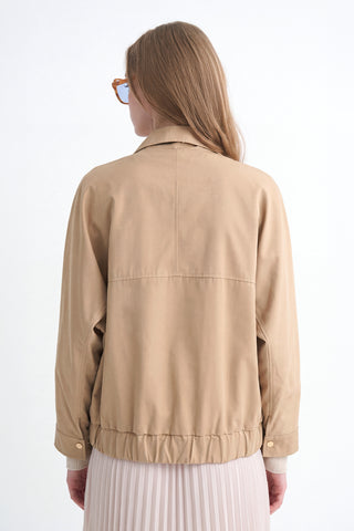 Oversize Dik Yaka Bomber Camel Trençkot 14271
