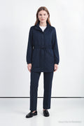 Navy Stand Collar Two-Piece Set with Drawstring 2034