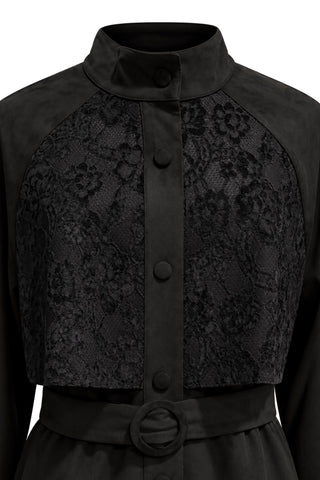 Kemerli Dantel Rüzgarlıklı Süet Tunik Pantolon İkili