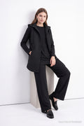 Black Hooded Three-Piece Set with Embossed Texture 2088