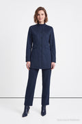 Navy Stand Collar Two-Piece Set with Flap Pockets 2091