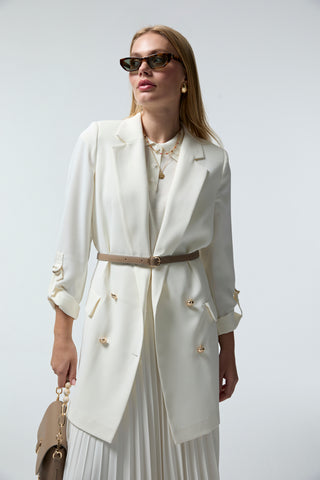 C-0002 TRAPHY CEKET 38-46 Ekru Ceket 0002