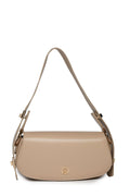 Oval Shaped Shoulder Bag, Dark Beige 0053