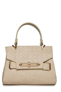 Knitted Pattern Detailed Beige Bag 0055