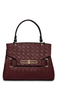 Burgundy Bag with Knitted Pattern Details 0055
