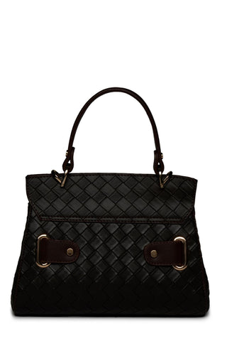 Detailed Dark Brown Bag with Knitted Pattern 0055