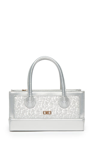 Glittery Box Shaped Silver Bag 0056