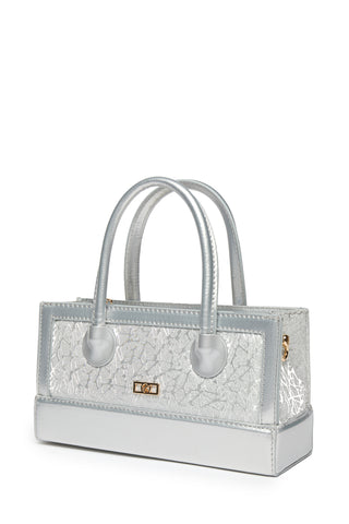 Glittery Box Shaped Silver Bag 0056