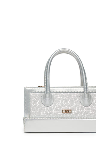 Glittery Box Shaped Silver Bag 0056